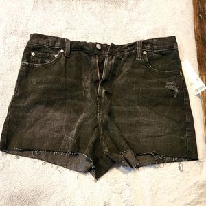 Black Distresses Jean Shorts
